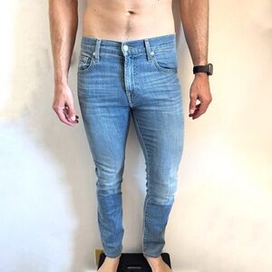 MENS 7 For All Mankind Paxtyn Luxe Medium Blue Wash Slim Skinny Denim Jeans 29
